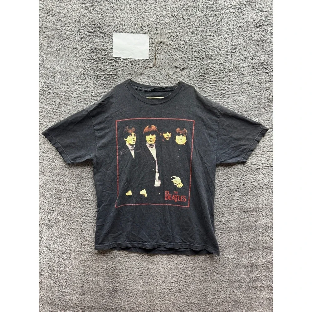 Vintage 2003 Apple Corps The Beatles Graphic Short Sleeve T-Shirt Black Size M/L